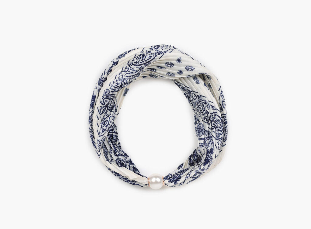 Manzini skjerf Plissert Krem/Blå