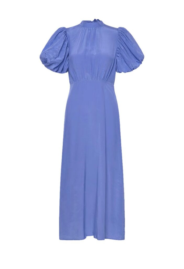 MSAlicia puff short sleeve midi dress blå