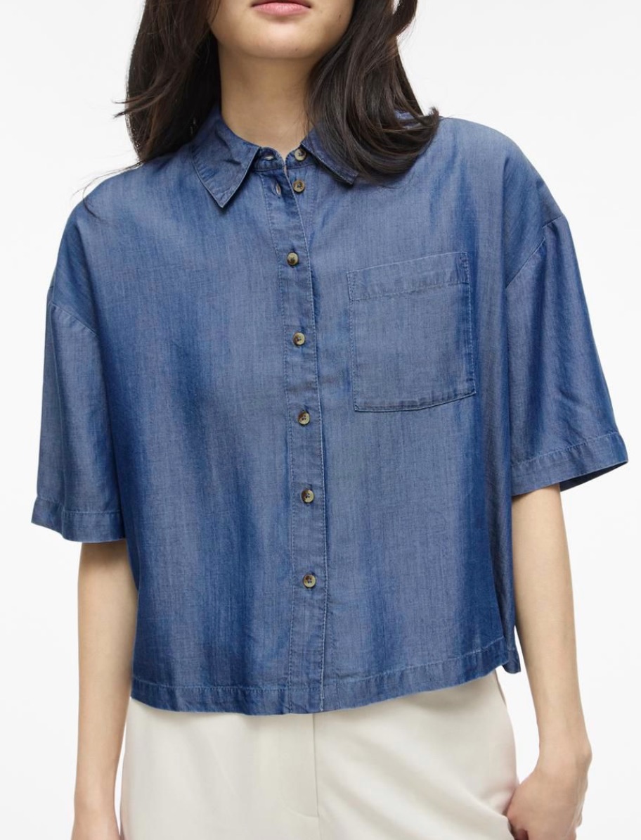 VITEVIRA 2/4 shirt/vol medium blå denim