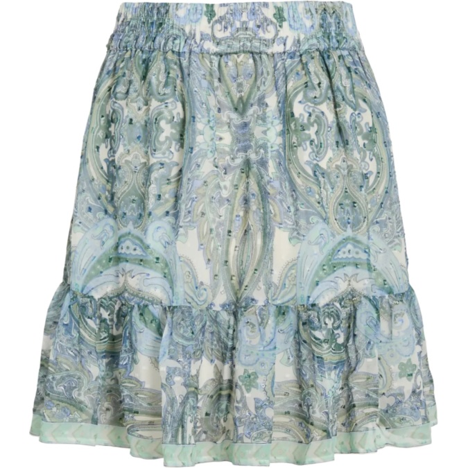 VIPRAYA hw printed short skirt grøn/blå