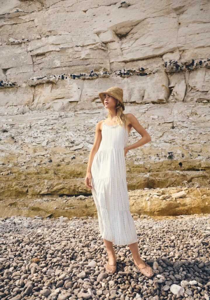 EdaSZ maxi strap dress ice vallarta flower strip krem