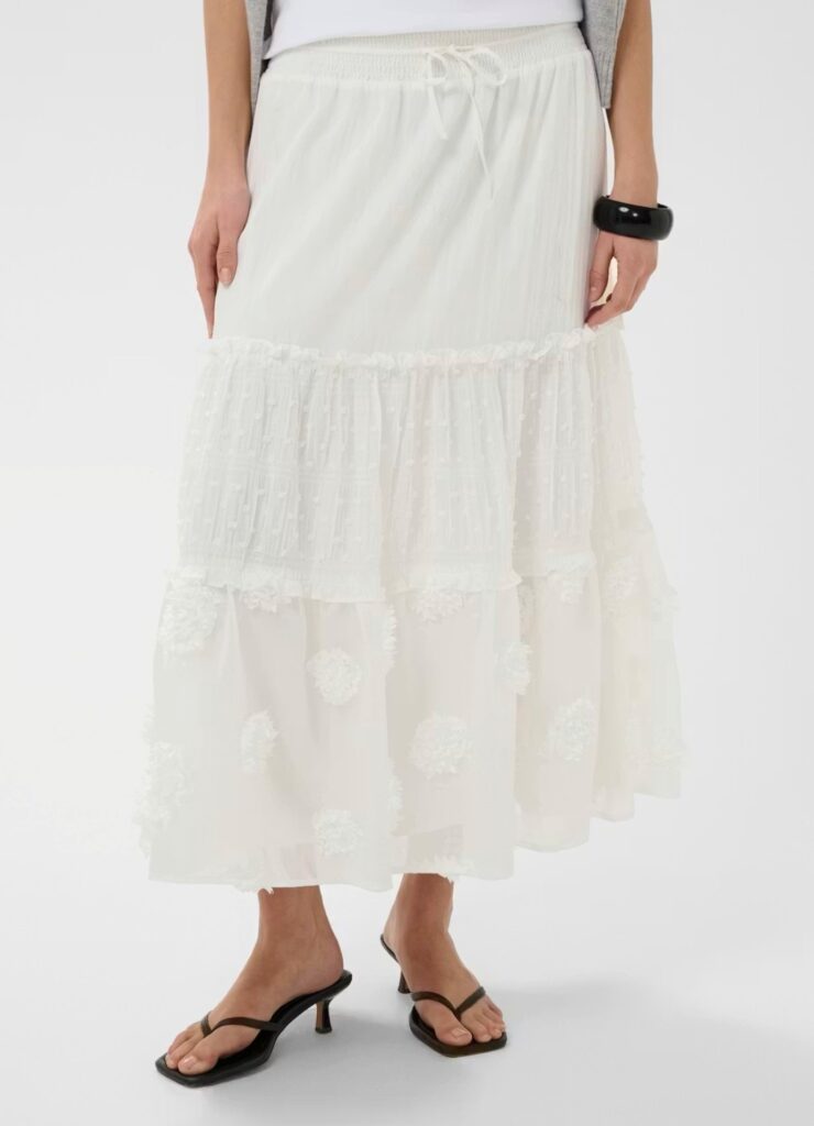 CUdenna maxi skirt spring gardenia blomster hvit