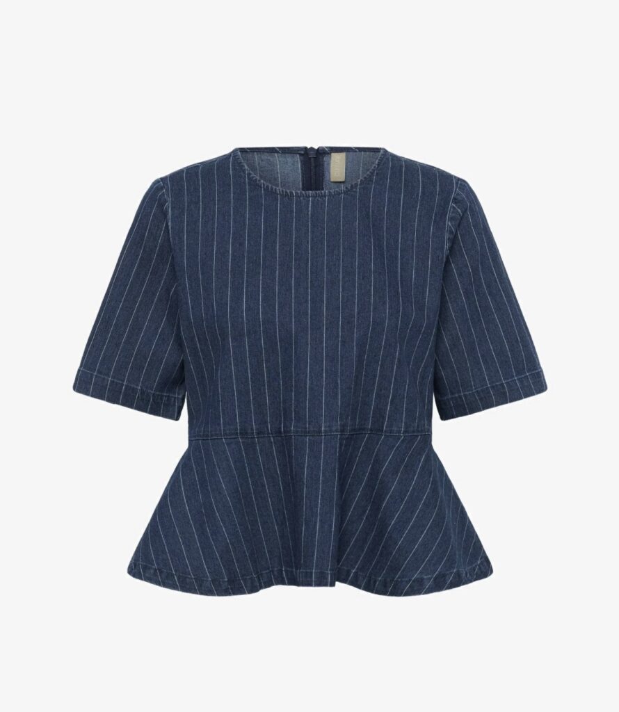 CUmai renny blouse dark blue wash striper denim