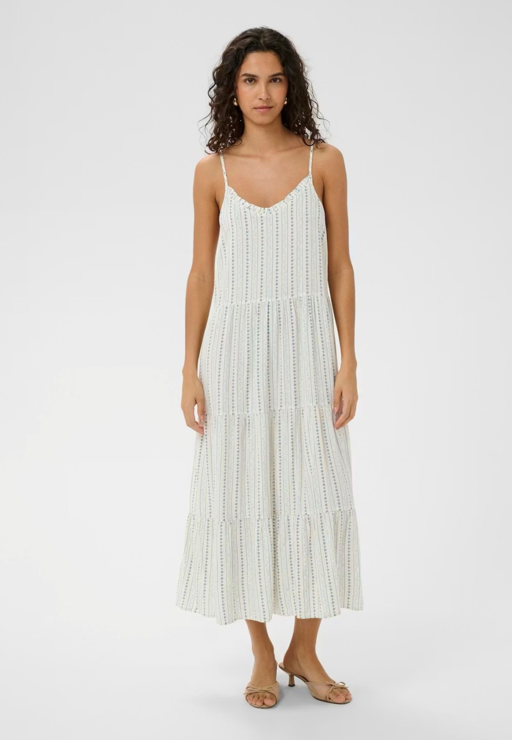 EdaSZ maxi strap dress ice vallarta flower strip krem