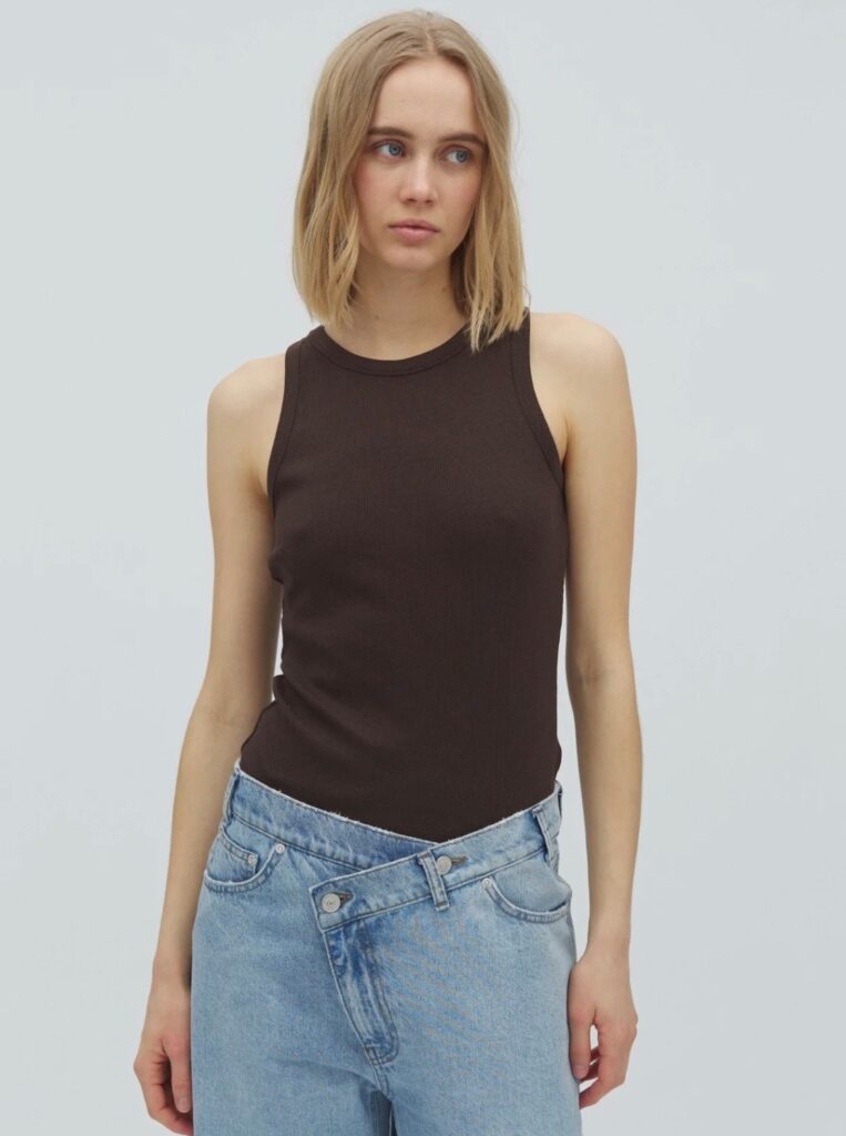 Evelyn jaxson-m ribbestrikket singlet brun