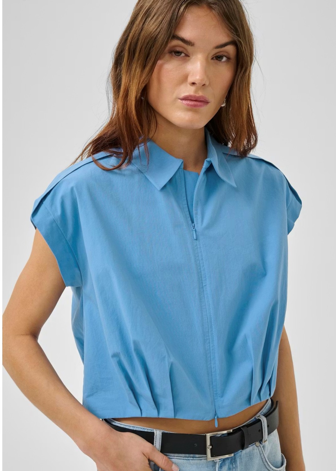 MWSunna sleeveless shirt m/glidelås blå