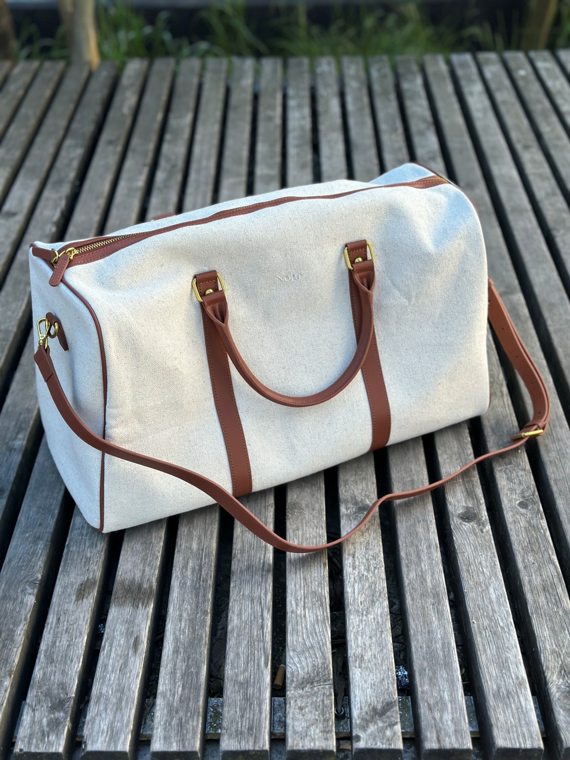 NOHR Luca weekend bag i canvas offwhite