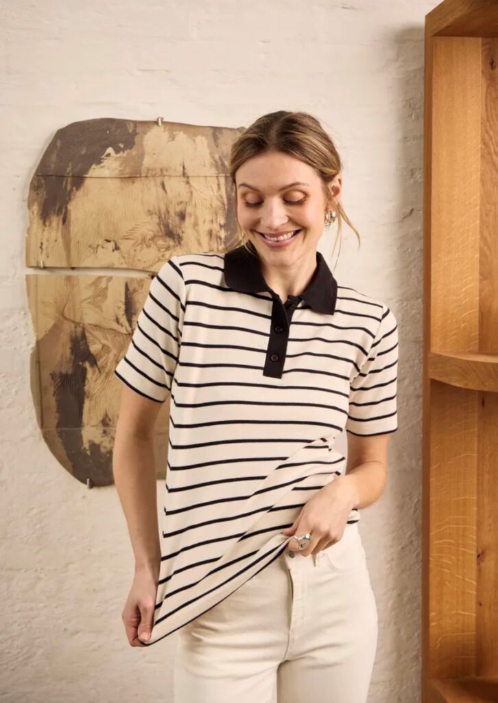 PZALLESIA POLO striped cloud dancer