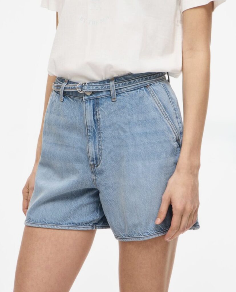 VIKIKI hw belt denim shorts LBD lys blå