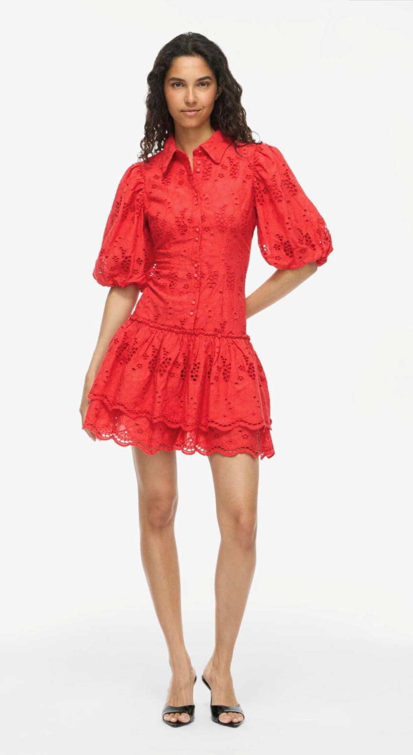 VISMILLA 2/4 short dress hibiscus rød