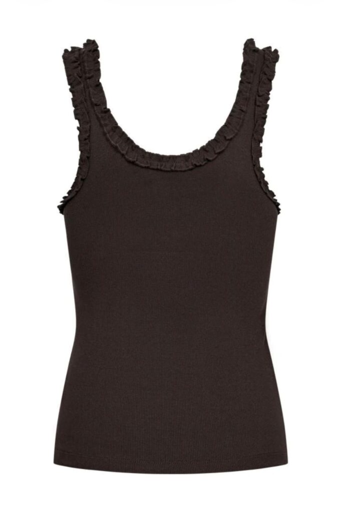 CMSIV-Top ribbestrikket singlet brun