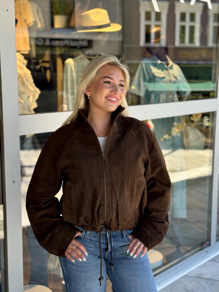 Roususie suede jacket seal brown