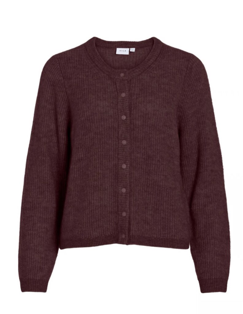 Vilory o-neck L/S knit cardigan-noos Burgunder