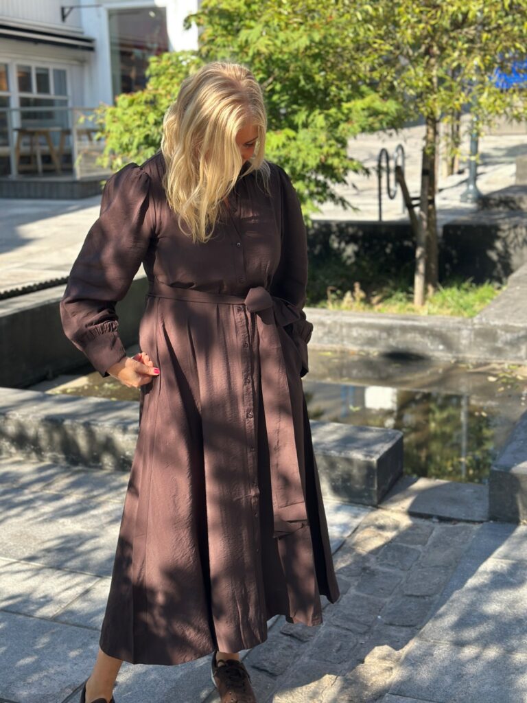 VIALINA carol l/s midi shirt dress coffee bean