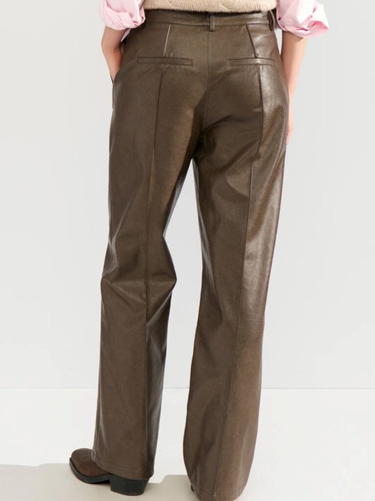 Nudorith straight pu pants brun