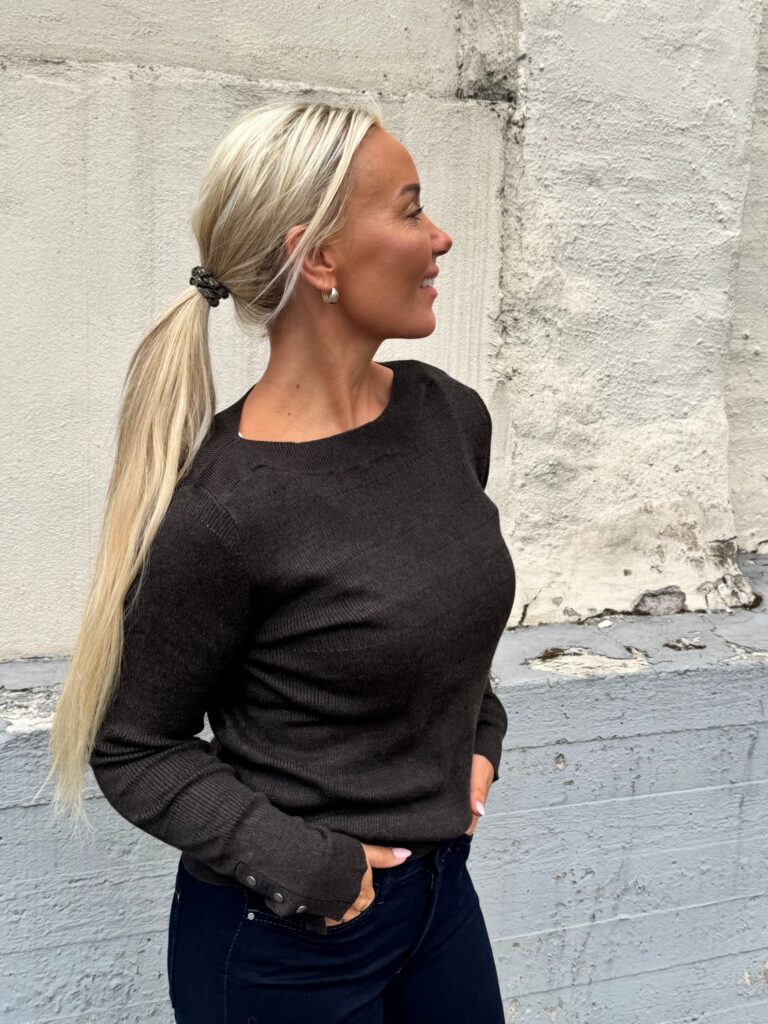 Pzsara boatneck pullover espresso melange