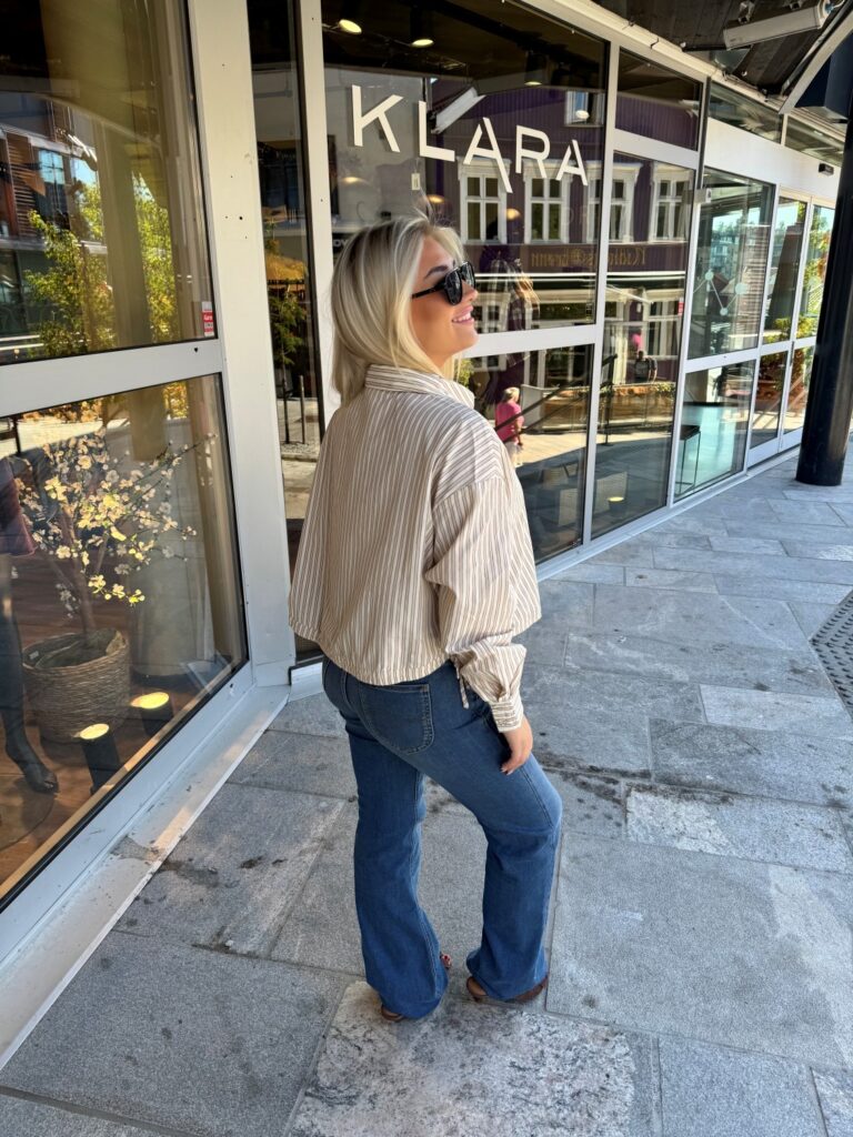 Gemmago jo shirt creme brown stripes