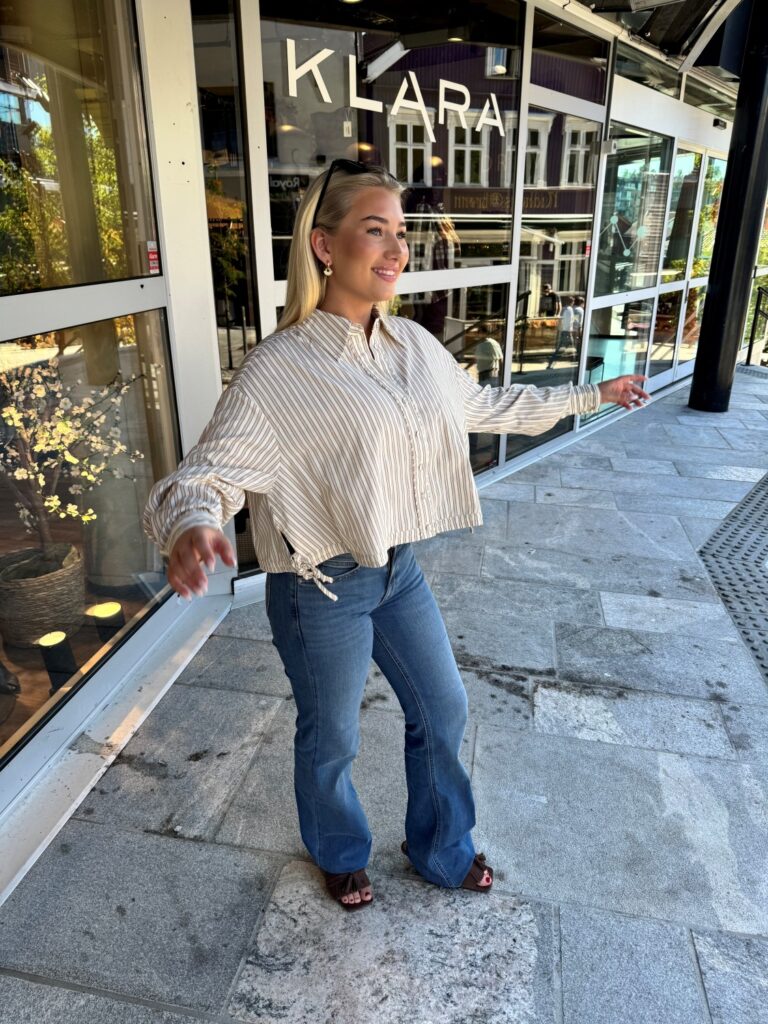 Gemmago jo shirt creme brown stripes