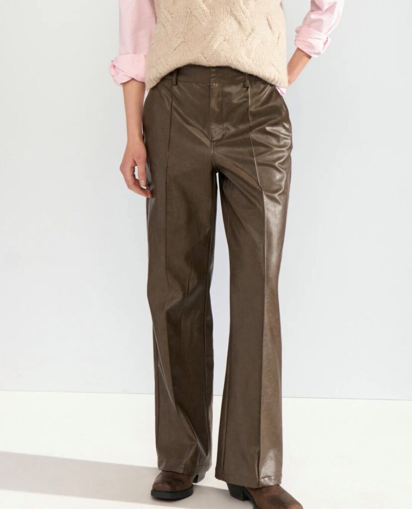 Nudorith straight pu pants brun