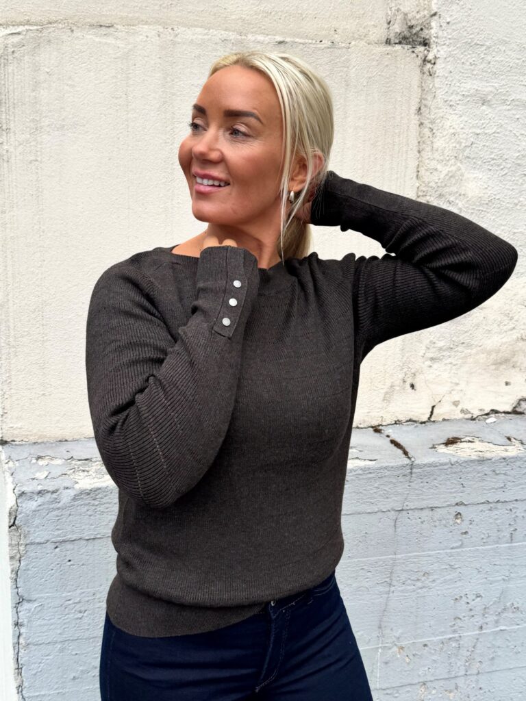 Pzsara boatneck pullover espresso melange