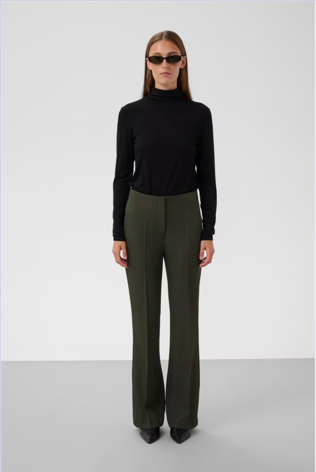 SLLilu Corinne wide long pants grønn