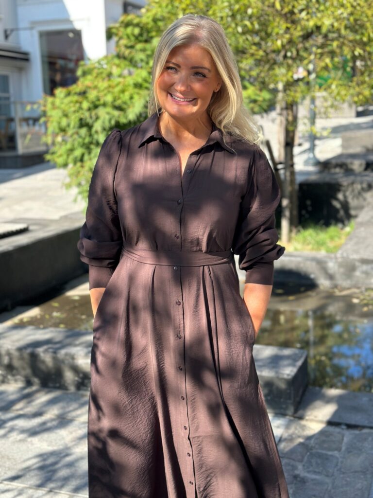 VIALINA carol l/s midi shirt dress coffee bean