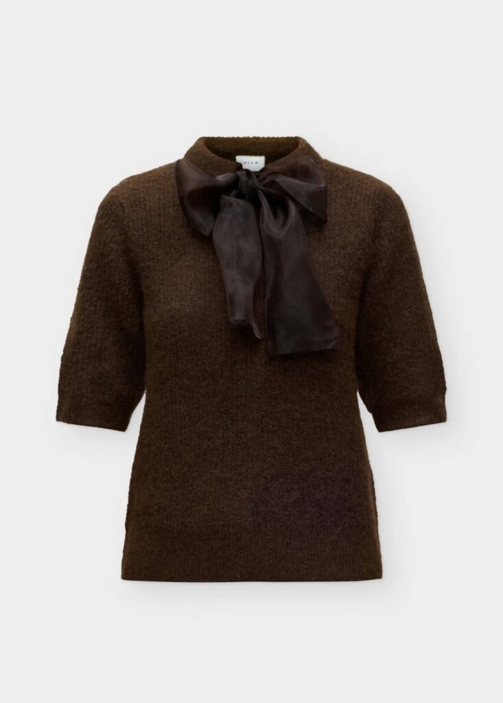 Viitza o-neck 2/4 Bow knit top brun