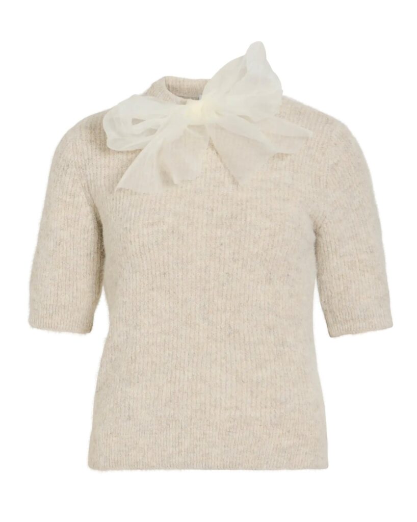 Viitza o-neck 2/4 Bow knit top krem