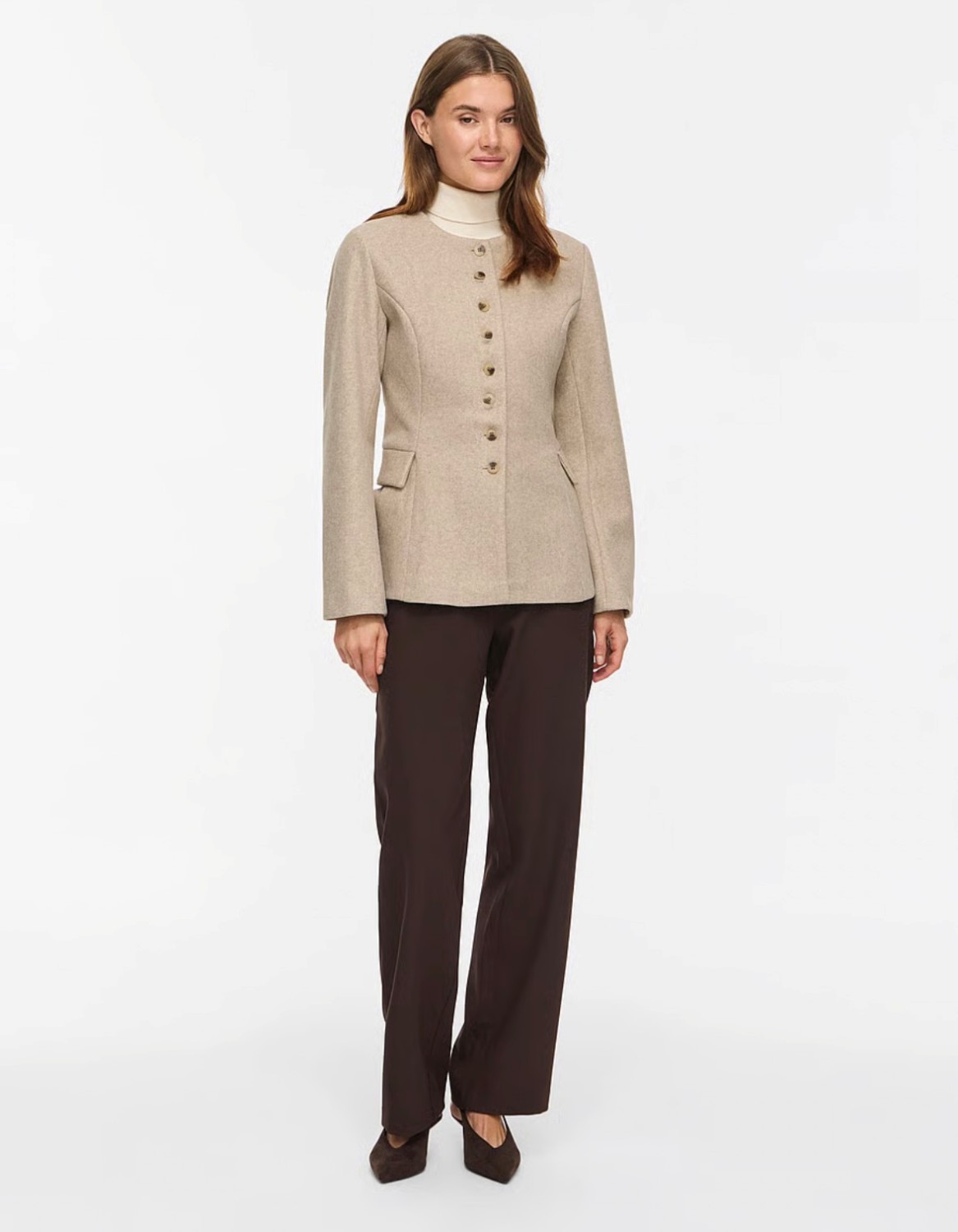 Vzikka l/s waist jacket/bfs natural melange
