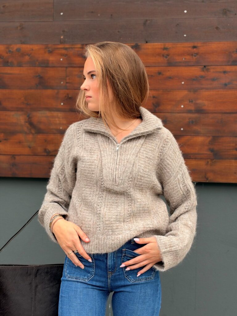 Vigleeba half zip knit Natural melange