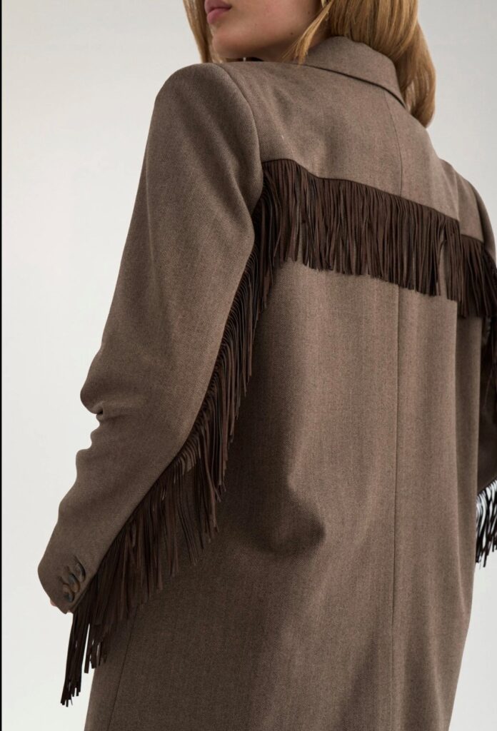 NULIPPA fringe blazer chocolate plum