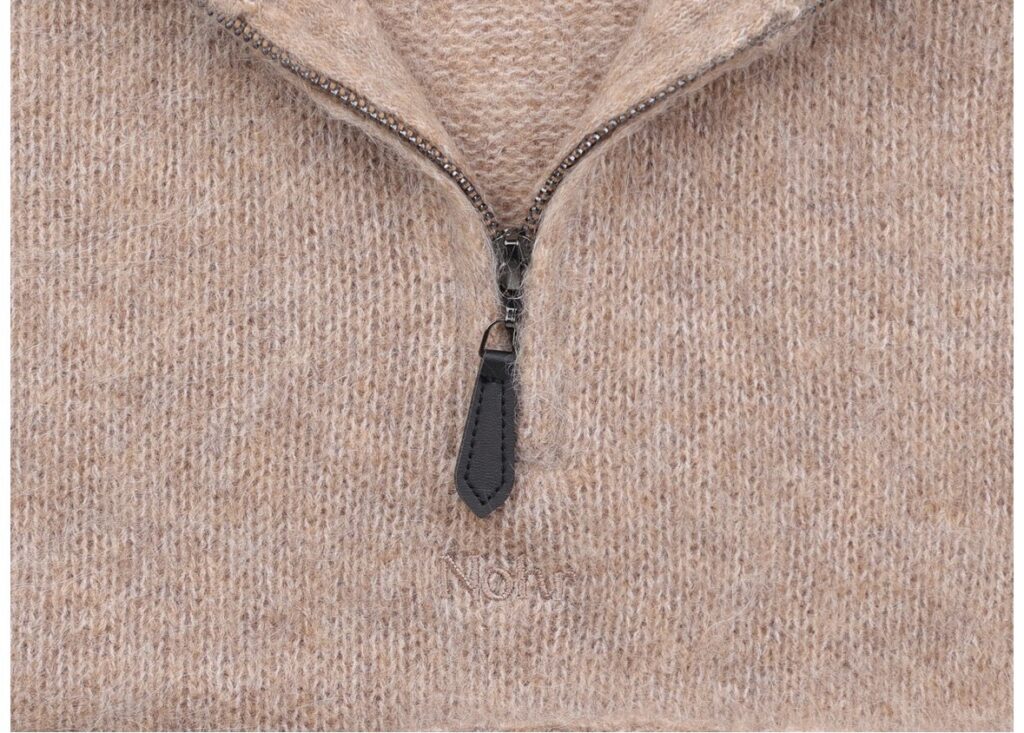 Gabriella mohair zip neck beige