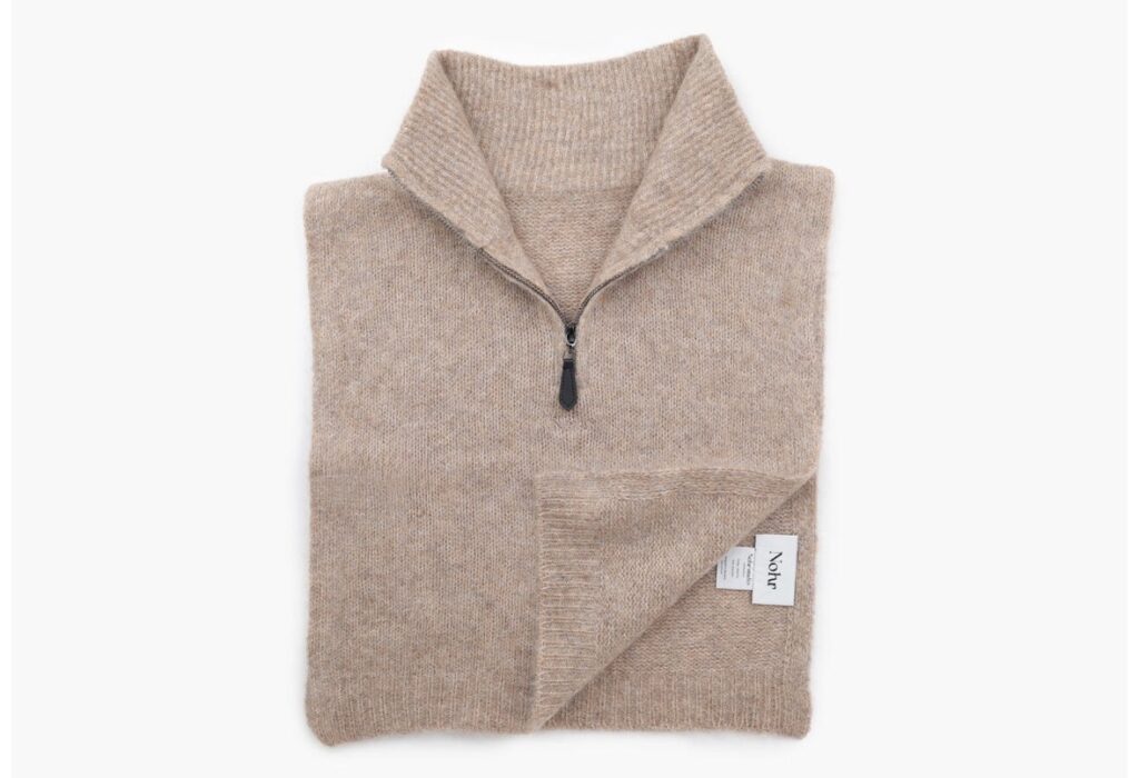 Gabriella mohair zip neck beige