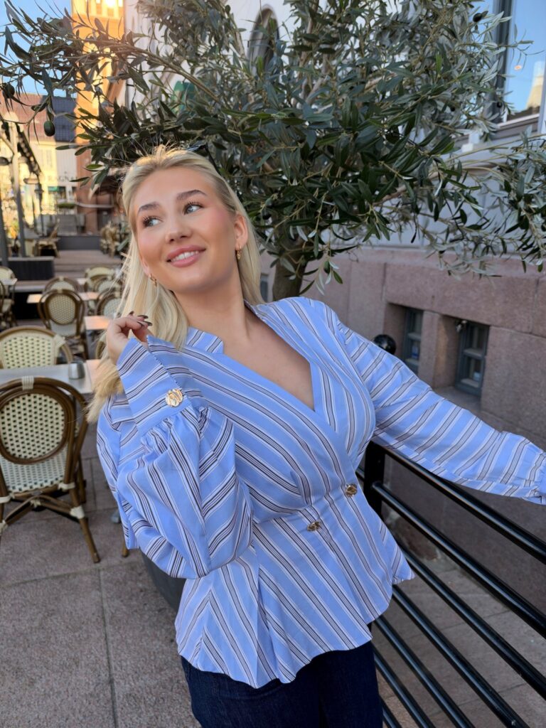 MieGO bluse blue/brown stripes