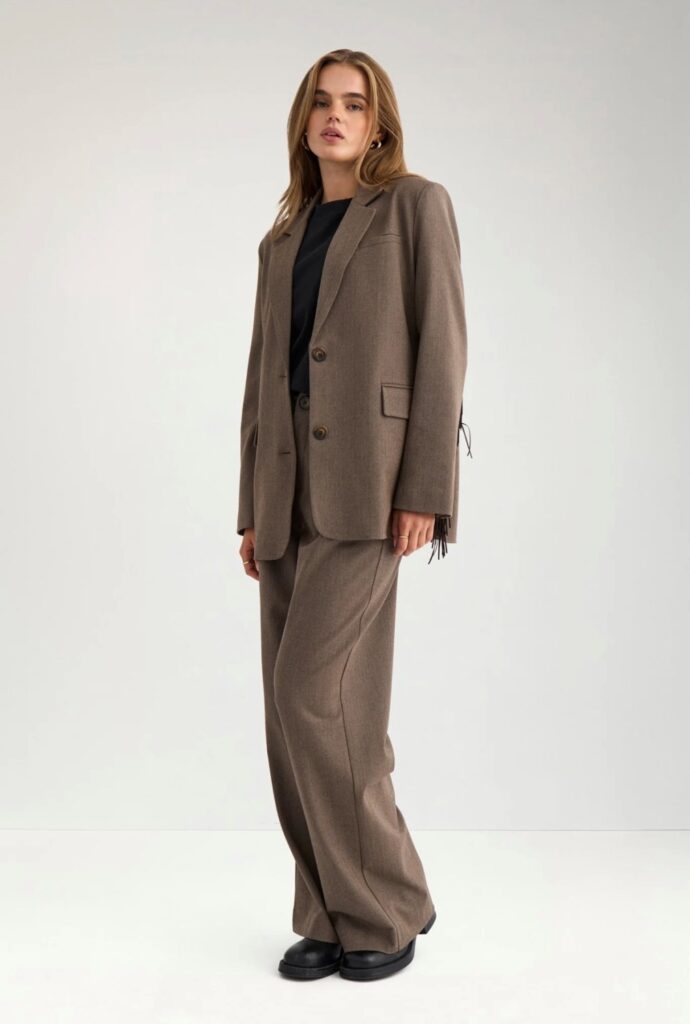 NULIPPA fringe blazer chocolate plum