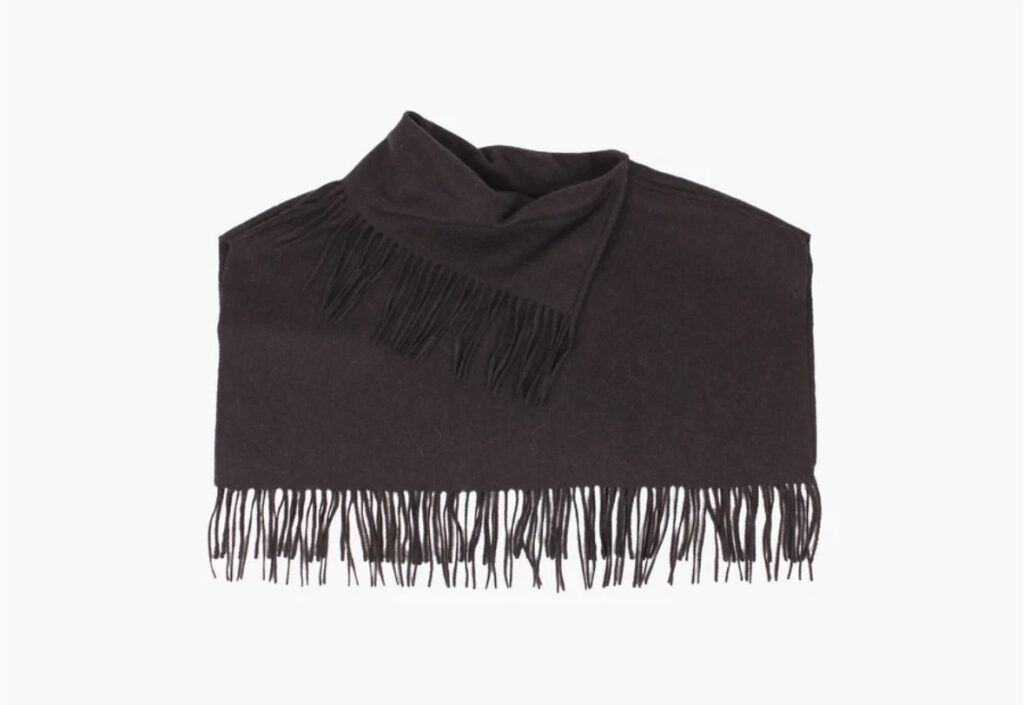 Oda wool fringe poncho mørk brun
