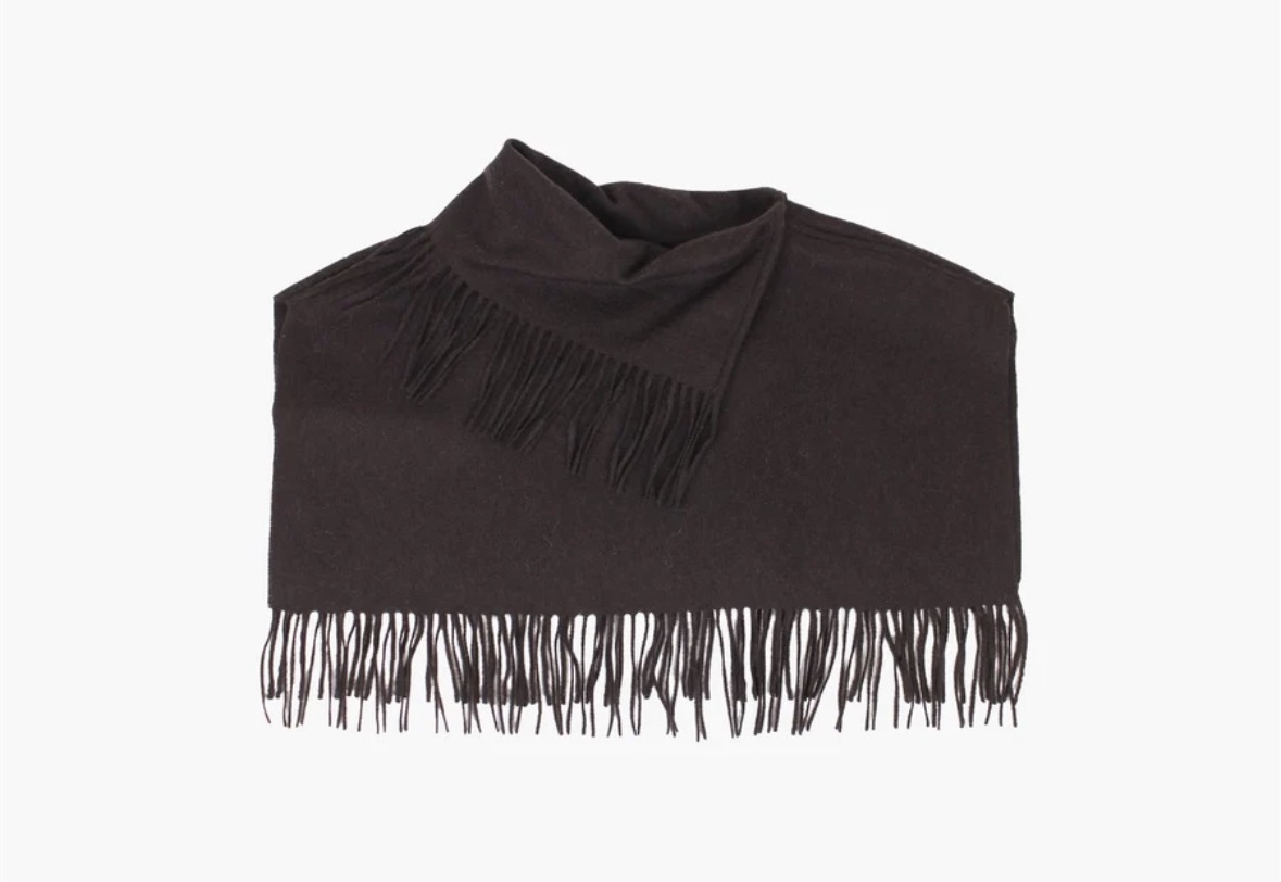 Oda wool fringe poncho mørk brun