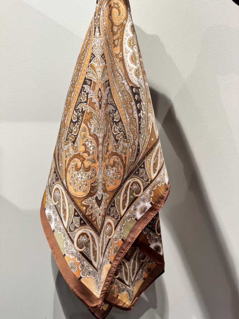 Scarf silky vintage brown