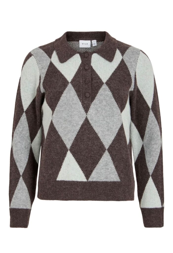Vikaylo polo check knit top